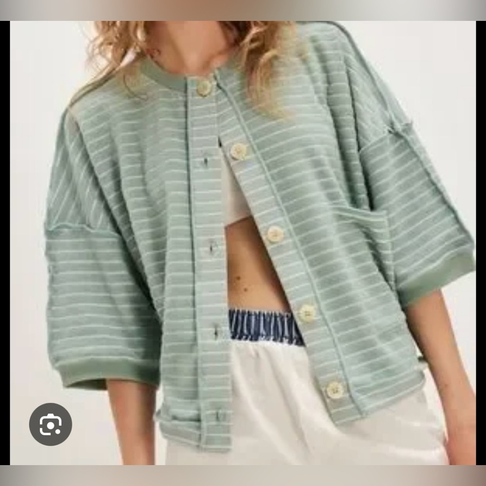 FREE PEOPLE MATILDA STRIPED TERRY CARDIGAN - Picture 2 of 16